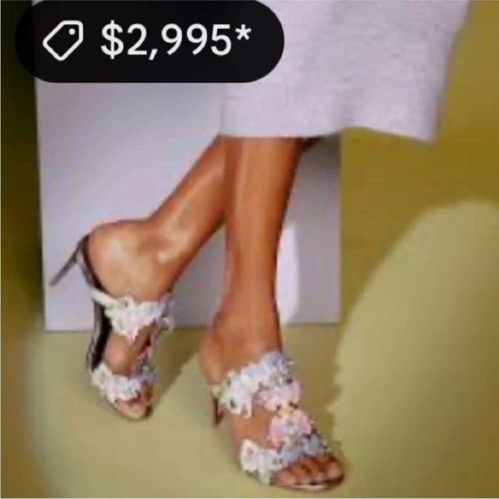 Christian Louboutin Flora 85mm crystal accent wedding heels RETAIL 2,995